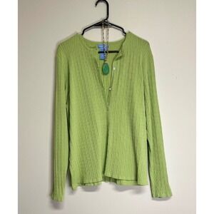 Commentary Women's Green Cardigan Textures Knit Sweater‎ Size L